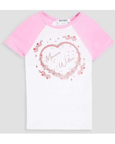 Maisie Wilen Two-tone Printed Cotton-jersey T-shirt - Pink