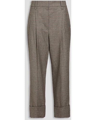 Brunello Cucinelli Houndstooth Wool And Cashmere-blend Flannel Tapered Pants - Grey