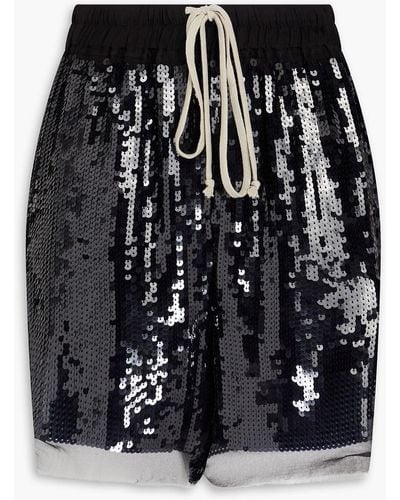 Rick Owens Sequined Cupro Shorts - Black