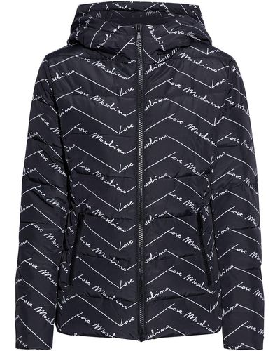 Love Moschino Kapuzenjacke aus gestepptem shell mit print - Schwarz