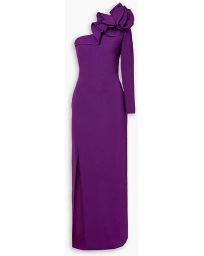 Elie Saab One-sleeve Ruffled Cady Gown - Purple