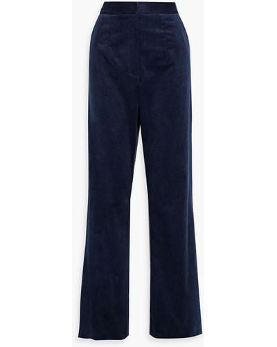 Monique Lhuillier Cotton-blend Corduroy Wide-leg Pants - Blue