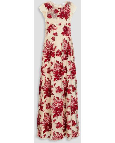RED Valentino Embroidered Mesh Maxi Dress