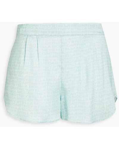 Stella McCartney Pyjama-shorts aus satin aus stretch-seide mit print - Blau