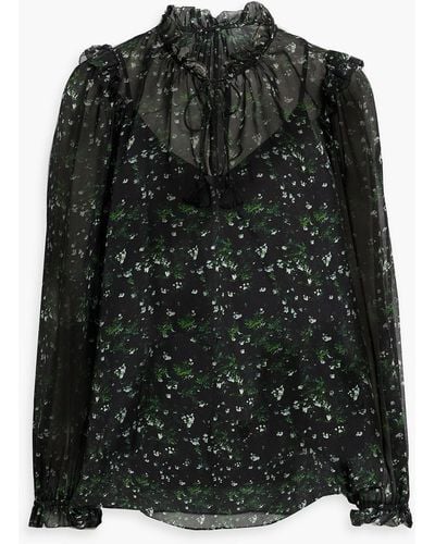 Cami NYC Sandy bluse aus chiffon mit floralem print und rüschen - Schwarz