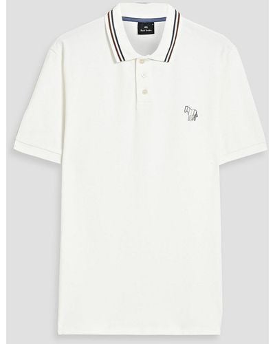 Paul Smith Embroidered Cotton-blend Piqué Polo Shirt - White