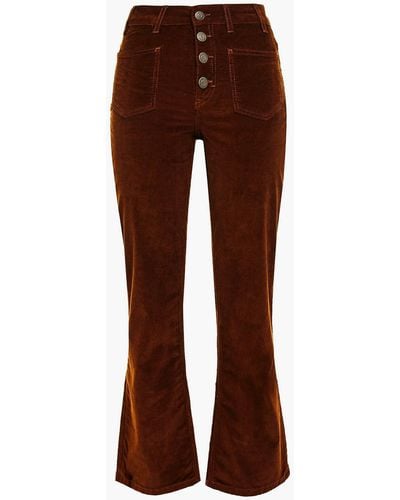 Maje Passionne Cropped Cotton-blend Corduroy Bootcut Pants - Brown