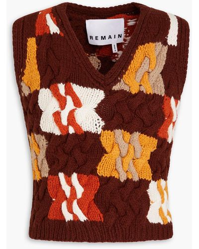 REMAIN Birger Christensen Cable-knit Wool-blend Vest - Orange