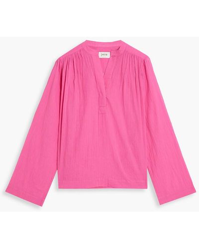 Joie Bezona Crinkled Cotton-gauze Blouse - Pink