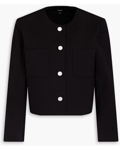 Theory Cropped Cotton-blend Twill Jacket - Black