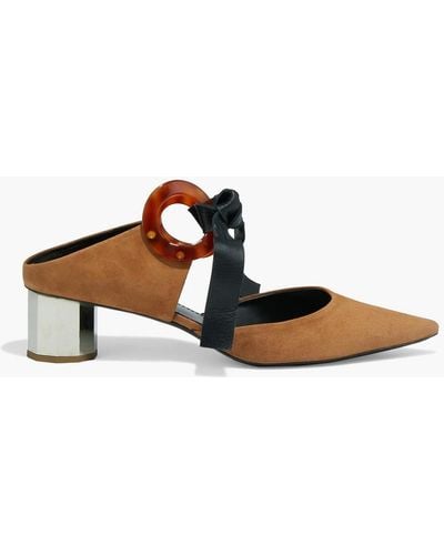 Proenza Schouler Leather-trimmed Suede Mules - Brown