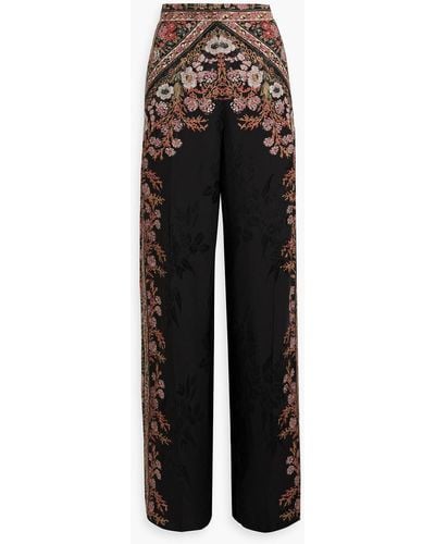 Etro Floral-print Jacquard Wide-leg Pants - Black