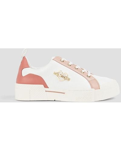 Love Moschino Embellished Faux Leather Sneakers - Pink