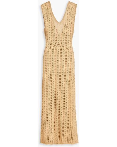 Savannah Morrow Tallara Pointelle-knit Pima Cotton Midi Dress - Metallic