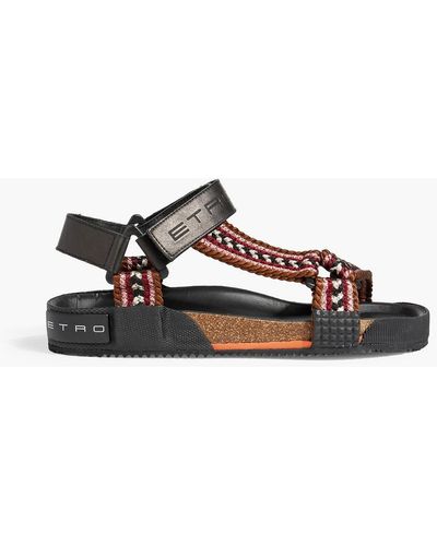 Etro Leather And Jacquard Sandals - Black