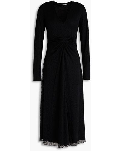 ROTATE BIRGER CHRISTENSEN Ruched Mesh Midi Dress - Black
