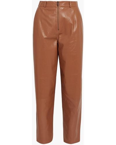 Zeynep Arcay Leather Tapered Trousers - Brown