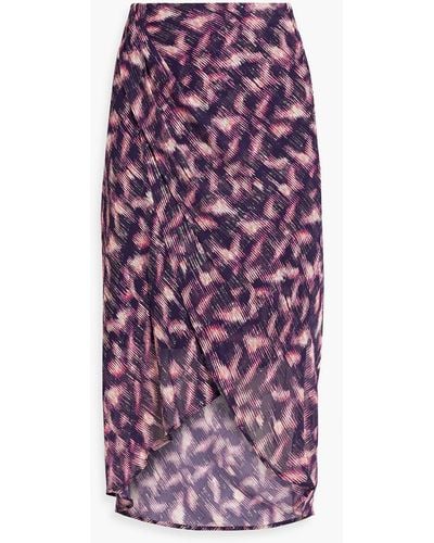 IRO Taio Wrap-effect Metallic Fil Coupé Crepon Skirt - Purple