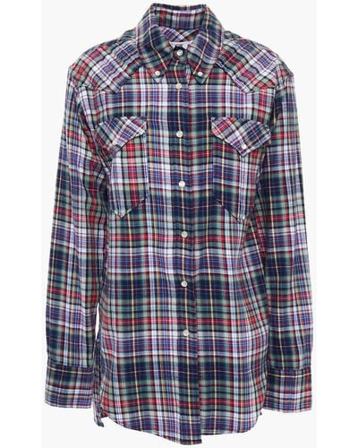 Isabel Marant Divana Checked Printed Cotton-flannel Shirt - Blue