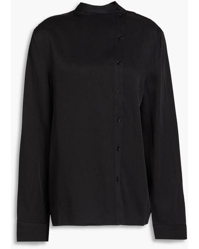 Loulou Studio Vosa hemd aus glänzendem twill mit flammgarneffekt - Schwarz