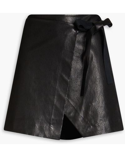 Rag & Bone James Leather Mini Wrap Skirt - Black