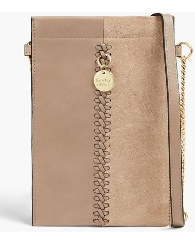 See By Chloé Tilda Suede And Leather Phone Pouch - Natural