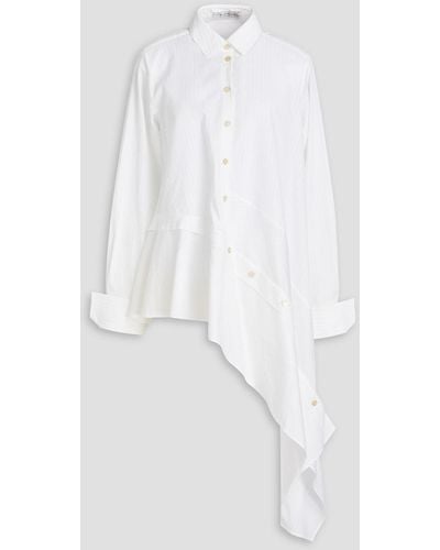 Palmer//Harding Divide Asymmetric Cotton-jacquard Shirt - White
