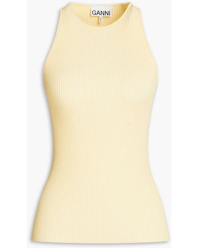 Ganni Ribbed-knit Tank - Yellow