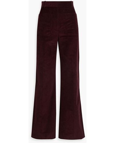 Victoria Beckham Cotton-corduroy Flared Pants - Purple
