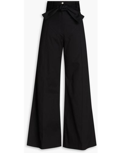 Sara Battaglia Stretch-cotton Twill Wide-leg Trousers - Black