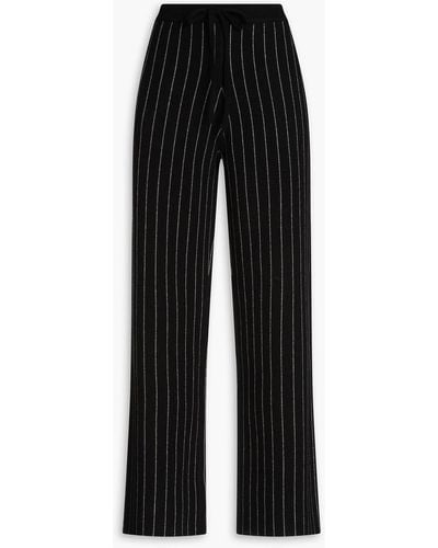 JOSEPH Pinstriped Merino Wool Wide-leg Trousers - Black