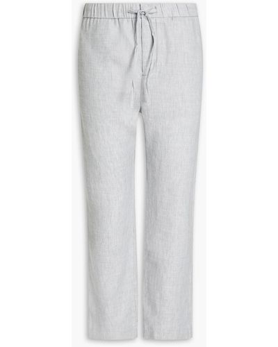 Frescobol Carioca Tapered Mélange Linen And Cotton-blend Pants - Grey