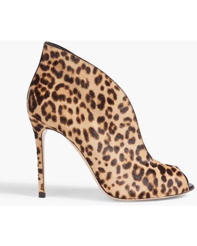 Gianvito Rossi Leopard-print Calf Hair Ankle Boots - Metallic