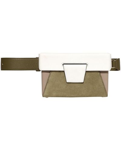 Yuzefi Lola Color-block Suede And Textured-leather Belt Bag - Green