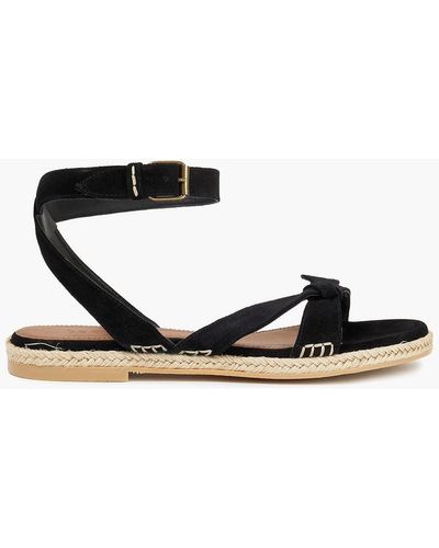 Ba&sh Cosida Knotted Suede Espadrille Sandals - Black