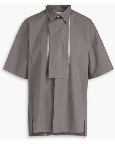Gentry Portofino Organza-trimmed Cotton-poplin Shirt - Grey
