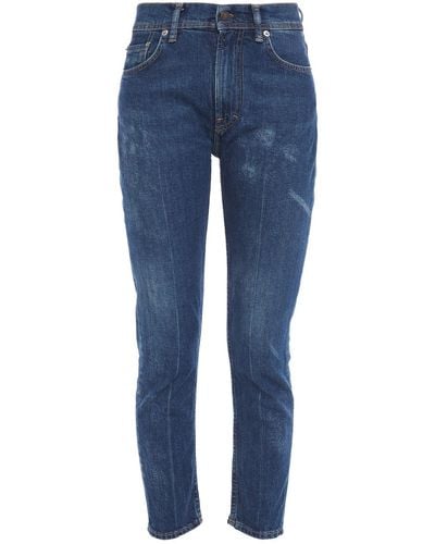 Acne Studios Cropped Faded High-rise Slim-leg Jeans - Blue