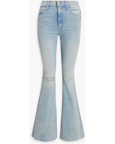 Mother Super Cruiser Distressed Mid-rise Flared Jeans - Blue