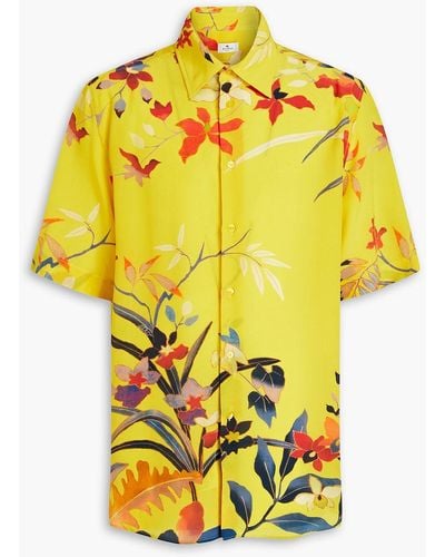 Etro Hemd aus crêpe de chine aus seide mit floralem print - Gelb