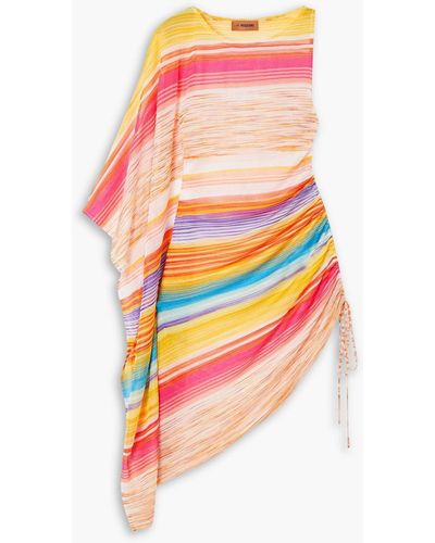 Missoni Asymmetric One-sleeve Striped Knitted Coverup - Multicolour