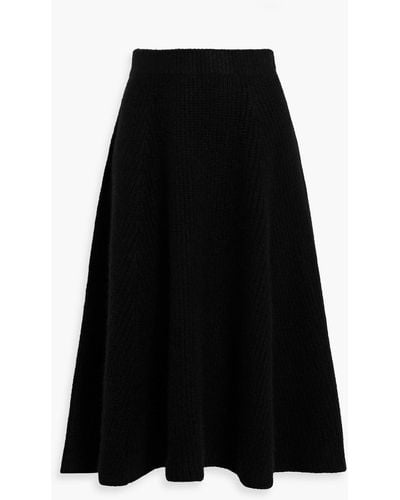 Adam Lippes Brushed Ribbed Cashmere And Silk-blend Midi Skirt - Black