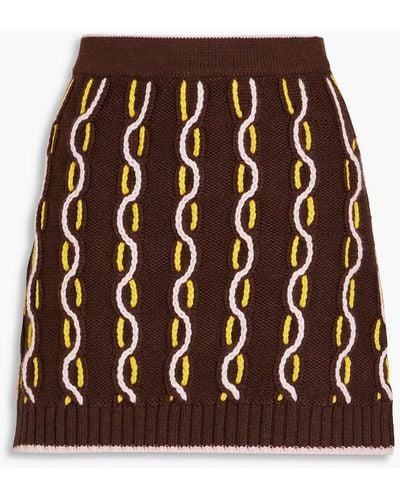 Shrimps Frances Cable-knit Merino Wool Mini Skirt - Brown