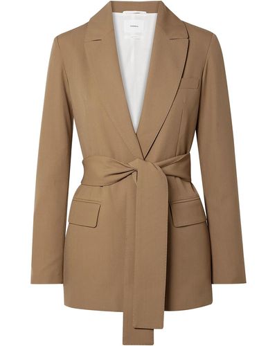 CASASOLA Blazer aus grain de poudre aus wolle mit gürtel - Braun