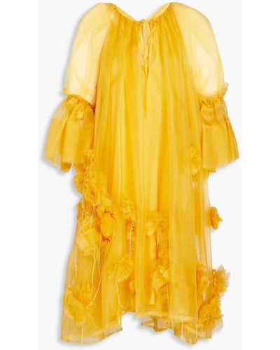 ROKSANDA Tesera Frayed Silk-organza Dress - Yellow