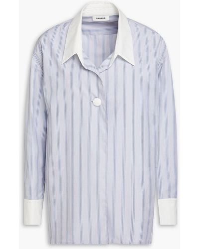 Sandro Andrea Striped Cotton-poplin Shirt - Blue