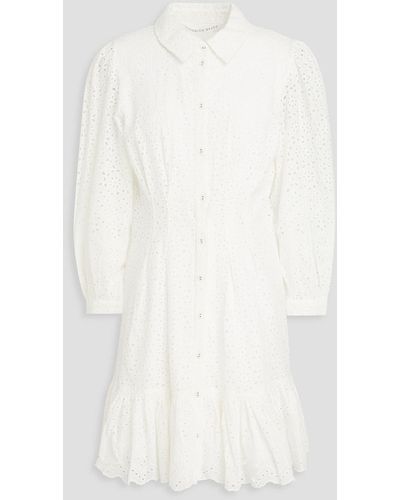 Veronica Beard Kylan Broderie Anglaise Cotton Mini Shirt Dress - White