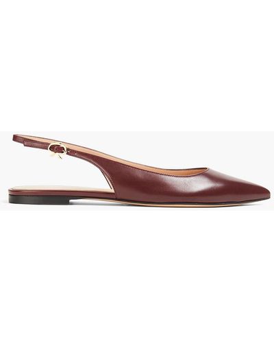 Gianvito Rossi Leather Slingback Pointed-toe Flats - Red