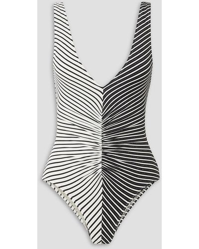 Solid & Striped Lucia Metallic Striped Swimsuit - Grey
