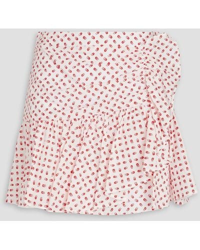 Claudie Pierlot Ruffled Floral-print Cotton Mini Skirt - Pink