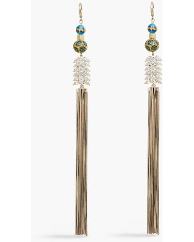 Iosselliani 18-karat Gold-plated, Crystal And Enamel Earrings - Multicolor